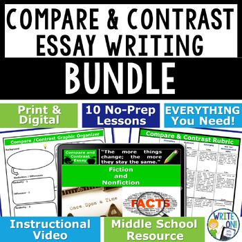 Preview of Compare and Contrast Essay Writing Prompts - Outlines - Organizers - Bundle