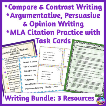 Preview of Compare & Contrast Writing, Opinion & Persuasive Writing, MLA Citations BUNDLE