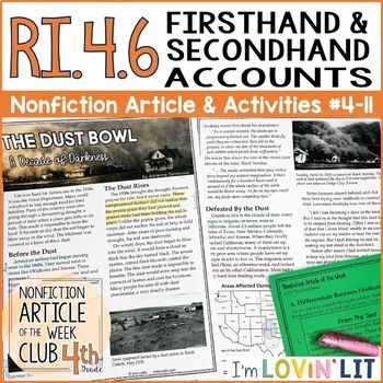 Preview of Compare Firsthand and Secondhand Accounts RI.4.6 | The Dust Bowl Article #4-11