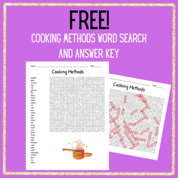 Preview of FREE! Cooking Word Search w/ Answer Key