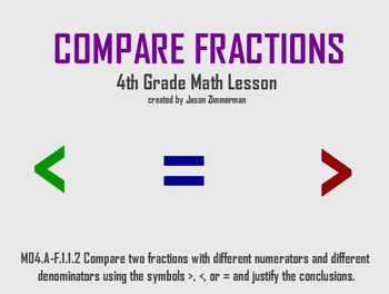 Preview of Compare Fractions with Unlike Denominators, Flipchart