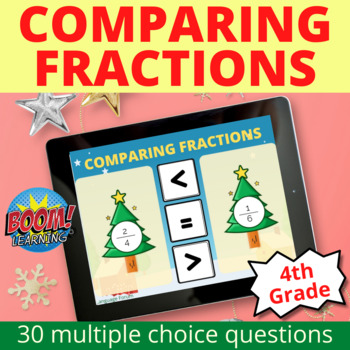 Preview of Boom Cards Compare Fractions Christmas