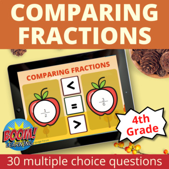 Preview of Boom Cards Compare Fractions Fall Thanksgiving