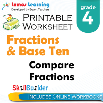 Preview of Compare Fractions Printable Worksheet, Grade 4