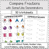 Compare Fractions With Same / Like Denominators Worksheets