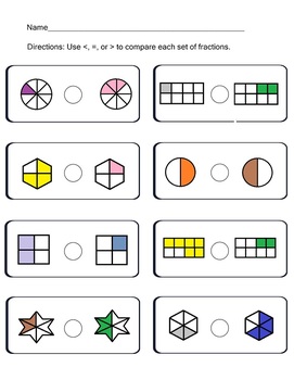 Compare Fractions Worksheets Common Core CCSS.Math.Content.3.NF.A.3a