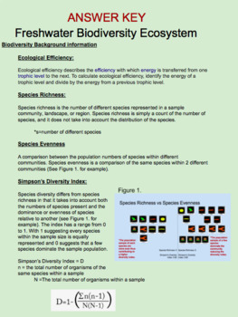 Preview of Digital biodiversity Simpson Index virtual interactive lab sheets answer key