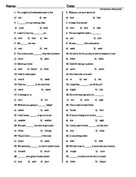 Preview of Compare Homophones Worksheet