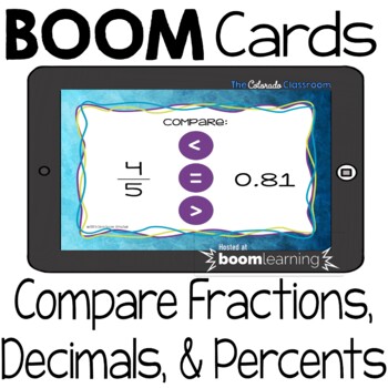 Preview of Compare Integers Fractions Decimals and Percents BOOM Cards Internet Activity