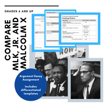 Preview of Compare Martin Luther King Jr. and Malcolm-Argument Writing (Distance Learning)