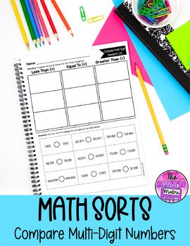 Compare Multi-Digit Numbers Math Sorts Worksheets - 5 Total | TPT