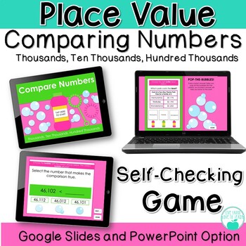 Preview of Compare Numbers Place Value Self-Checking Game 