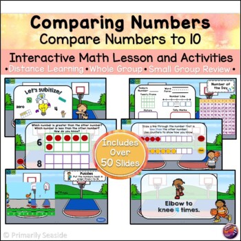 Preview of Compare Numbers to 10 *INTERACTIVE PowerPoint Math Lessons* DIGITAL*