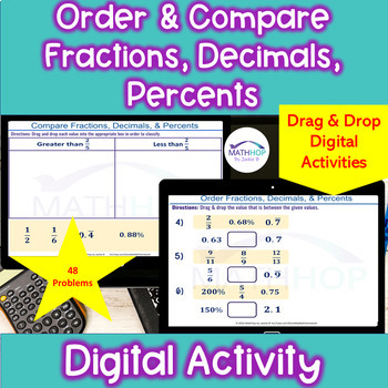 Preview of Compare & Order: Fractions, Decimals, Percents Digital Activity