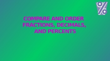 Preview of Compare & Order Fractions, Decimals & Percents PowerPoint Lesson