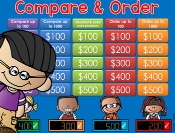 Preview of Compare & Order Jeopardy Style Game Show  2nd/3rd Gr - GC Distance Learning