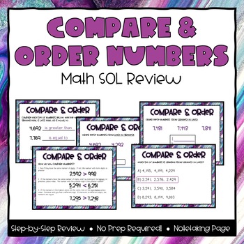 Preview of Compare & Order Numbers SOL Powerpoint & Note-taking Review