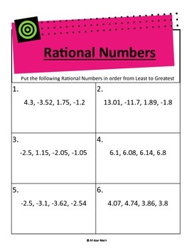 Compare & Order Rational Numbers (Decimals) by All-Star Math | TpT