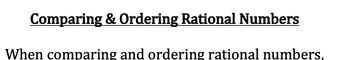 Preview of Compare & Order Rational Numbers Guided Notes