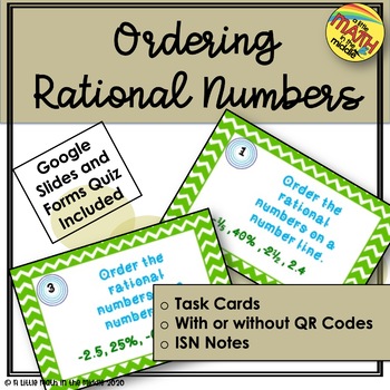 Preview of Compare Order Rational Numbers ISN Notes and Task Cards Google Classroom