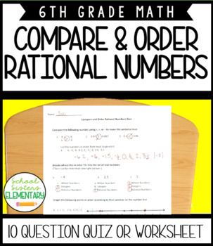 Preview of Ordering Rational Numbers Quiz & Answer Key