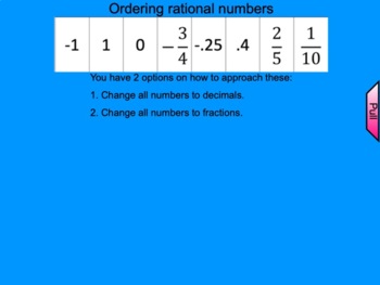 Preview of Compare & Order Rational Numbers for the Smartboard