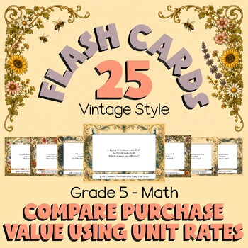 Preview of Compare Purchase Value Using Unit Rates FLASH CARDS Math Practice - Grade 5