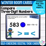 Compare Three Digit Numbers Winter BOOM™ Cards Standard 2.NBT.4
