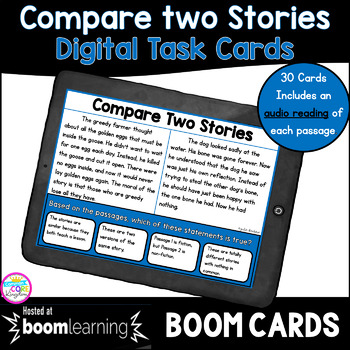Preview of Compare Two Stories Boom Cards ™ 2nd & 3rd Grade - Distance Learning Task Cards