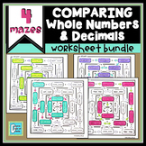 Compare Whole Numbers Decimals Worksheet Bundle 