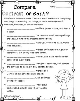 compare and contrast worksheets