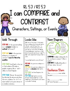 compare and contrast story elements anchor chart
