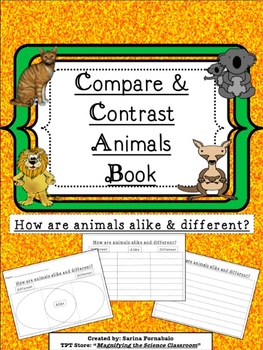 Preview of Compare and Contrast Animals Flip Book Activity CCSS