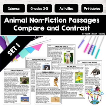 Preview of 3rd 4th Grade Compare and Contrast Animals Reading Comprehension Passages Set 1