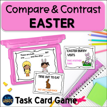 Preview of Easter Speech Therapy Compare and Contrast Pictures Task Cards & Game