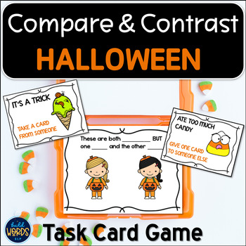 Preview of Halloween Speech Therapy Compare and Contrast Pictures Task Cards and Game