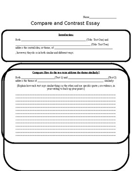 compare and contrast essay graphic organizer middle school