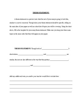 Preview of Compare and Contrast Essay Thesis Statement Template (Short Story)