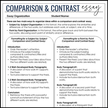 sample compare and contrast essay high school