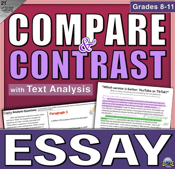 Preview of Compare and Contrast Essay Writing Activities & Graphic Organizers for Grades 8