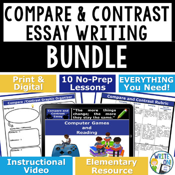 Preview of Compare and Contrast Essay Writing  - Outlines - Organizers - Rubric - Bundle