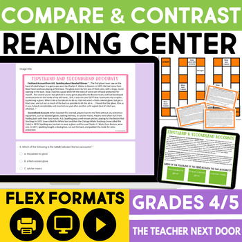 Preview of Compare and Contrast Firsthand Secondhand Accounts Reading Center