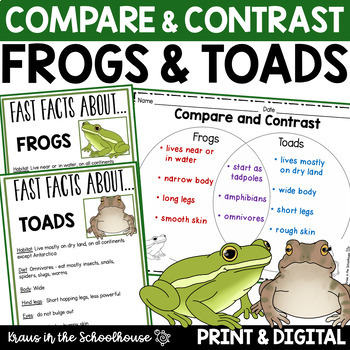 Preview of Compare and Contrast Frogs and Toads Worksheets & Activity Sheets
