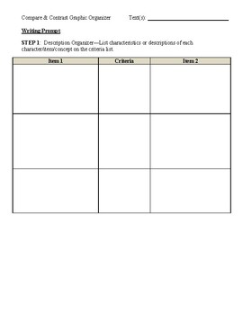 Preview of Compare and Contrast Graphic Organizer