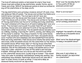 Compare and Contrast Life as a Slave: Plantation, Farm, Town | TPT