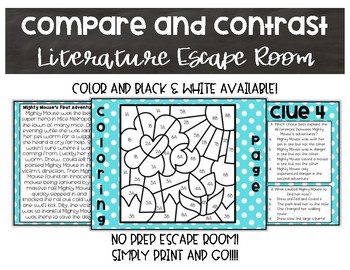 Preview of Compare and Contrast Literature Digital or Print Escape Room