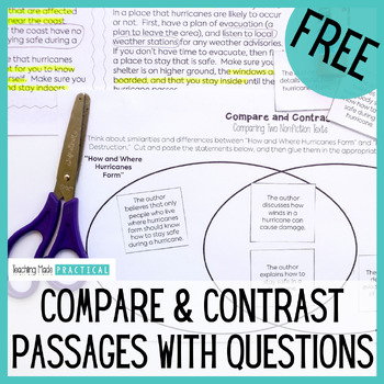 Preview of Free Compare & Contrast Two Texts on Same Topic: Passages & Questions