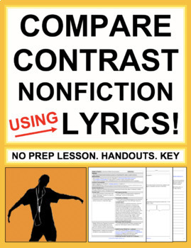 Preview of Compare and Contrast Nonfiction Passages with Music Lyrics | Printable & Digital