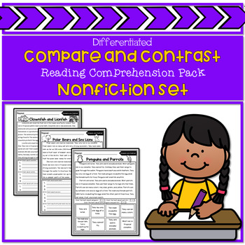 Preview of Differentiated Compare and Contrast Nonfiction Reading Comprehension Pack