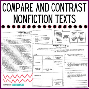 Preview of Compare & Contrast Nonfiction Text - Activities, Passages, Worksheets, 2 Texts